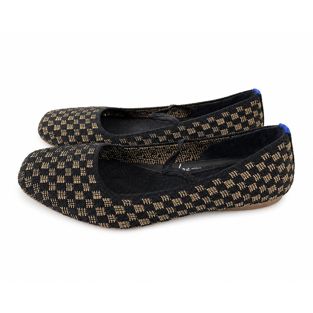 Rothy's The Square Mary Jane Flats Women 11 Wren Black Camel Checkerboard Ballet - Picture 3 of 8